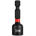 BLACK CANYON 7/16 Inch Magnetic Impact Nut Driver, 1-7/8 Inch Nut Setter with 1/4 Inch Hex Shank, CR-V Steel Socket Bit for Impact Driver and Drill, 1 Piece