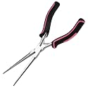 7.3 Inches Thin Extra Long Needle Nose Pliers with Serrated Jaw Long Nose Plier for Jewelry Making, Fishing, Wire Wrapping, Crafts, Electronic Repair, Jewelry Pliers with Curved Handle