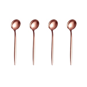 french style dessert spoon 4-piece  stainless steel flatware ice-cream spoons set  elegant dishwasher-safe silverware cutlery set for home restaurants amp gifting rosegold