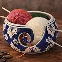 7" Ceramic Yarn Bowl with Smooth Spiral Outlet