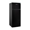 7.4 CU' Refrigerator with Freezer, Apartment Size Refrigerator Top Freezer, 2 Door Fridge with Adjustable Thermostat Control, Freestanding, Door Swing, Black (FR 742 BK)