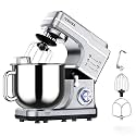 7.5QT Stand Mixer, Kitchen Stand Food Mixer, 10-Speed Tilt-Head Dough Mixer, Stainless Steel Bowl and Dough Hook, Beater and Splash-Proof Cover for Baking Bread Dough Cake, Silver