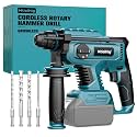 MtiolHig 7/8" Rotary Hammer Drill Compatible with Makita 18V Battery: SDS-Plus Cordless Drill with Safety Clutch for Concrete Masonry, 2.5 Joules Power Including 4 Drill Bits, Tool Only