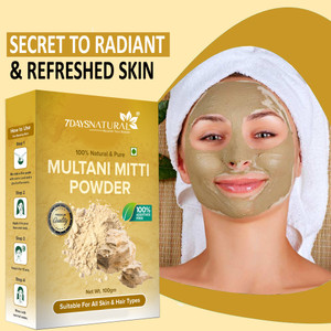 7 days believe in organic multani mitti powder bentonite clay for face skin pack 100 g