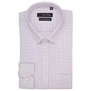 7-days men39s white and black checkered formal shirt - premium cotton blend regular fit longfull sleeve size 44 xxl  gents check shirt for office business and work wear