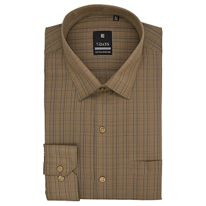 7-days men39s brown 1 checkered formal shirt - premium cotton blend regular fit longfull sleeve size 44 xxl  gents check shirt for office business and work wear