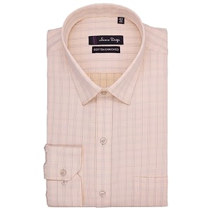 7-days men39s light yellow checkered formal shirt - premium cotton blend regular fit longfull sleeve size 42 xl  gents check shirt for office business and work wear