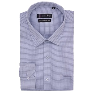 7-days men39s blue checkered formal shirt - premium cotton blend regular fit longfull sleeve size 38 m  gents check shirt for office business and work wear