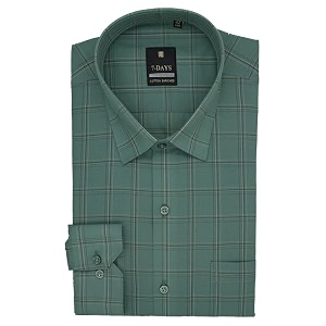 7-days men39s dark green checkered formal shirt - premium cotton blend regular fit longfull sleeve size 38 m bottle green  gents check shirt for office business and work wear