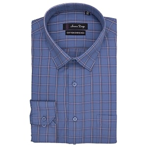 7-days men39s ice blue checkered formal shirt - premium cotton blend regular fit longfull sleeve size 40 l  gents check shirt for office business and work wear