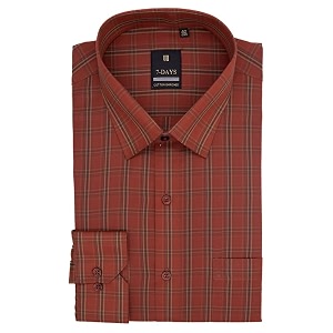 7-days men39s red colour checkered formal shirt - premium cotton blend regular fit longfull sleeve size 42 xl  gents check shirt for office business and work wear
