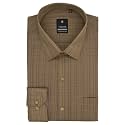 7-DAYS Men's Brown 1 Checkered Formal Shirt - Premium Cotton Blend, Regular Fit, Long/Full Sleeve, Size 44 XXL | Gents Check Shirt for Office, Business and Work Wear