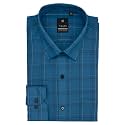 7-DAYS Men's Cerulean Blue Checkered Formal Shirt - Premium Cotton Blend, Regular Fit, Long/Full Sleeve, Size 42 XL, Dark Blue | Gents Check Shirt for Office, Business and Work Wear