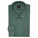 7-DAYS Men's Dark Green Checkered Formal Shirt - Premium Cotton Blend, Regular Fit, Long/Full Sleeve, Size 40 L, Bottle Green | Gents Check Shirt for Office, Business and Work Wear