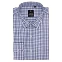 7-DAYS Men's White and Blue 2 Checkered Formal Shirt - Premium Cotton Blend, Regular Fit, Long/Full Sleeve, Size 42 XL | Gents Check Shirt for Office, Business and Work Wear