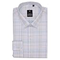 7-DAYS Men's Blue and White Checkered Formal Shirt - Premium Cotton Blend, Regular Fit, Long/Full Sleeve, Plus Size 46 3XL | Gents Check Shirt for Office, Business and Work Wear