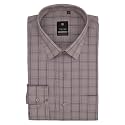 7-DAYS Brown Checkered Formal Shirt for Men - Premium Cotton Blend, Regular Fit, Long/Full Sleeve, Size 38 M | Gents Check Shirt for Office, Business and Work Wear