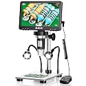 Elikliv 7 Inch Coin Microscope, 1080P LCD Digital Microscope with Wired Remote, 1200X Magnification, Black Metal Body, LED Light Source