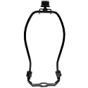 7 inch Lamp Shade Harp Holder Kit Heavy Duty Horn Frame Lampshade Bracket with Solid lamp finial Cap for Table and Floor Lamps [FDXGYH,Black]