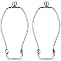 7 Inch Lamp Shade Holder Kit with Solid Lamps Finial Caps, 2 Set [Heavy Duty] Lamp Harp Holder with 3/8 Standard Saddle for Table and Floor Lamps (Nickel)