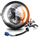 7 inch LED Round Motorcycle Headlight DOT Approved with Housing Bucket Turning Signals DRL Mount Bracket Projector Hi/Low Beam 7" Headlight for H-arley Davidson dyna Honda Suzuki Yamaha