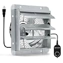 7 Inch Shutter Exhaust Fan with Speed Controller and Power Cord, Wall Mount Attic Fan for Greenhouses, Sheds, Garages, Chicken Coops, Barns Ventilation, 760 CFM