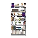 7 Layers Bookshelf, Bookcase Shelf Storage Organizer, Modern Book Shelf for Bedroom, Living Room and Home Office, Vintage(Blue &amp; White, Metal)
