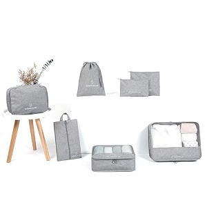 7 pc  6 pc travel oraganizer packing cubes kit sapace saver multi use bag for men and women clothes packing cubes for travel cupboard oraganizer cubes 7 pc-grey oxford