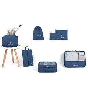 7 pc  6 pc travel oraganizer packing cubes kit sapace saver multi use bag for men and women clothes packing cubes for travel cupboard oraganizer cubes 7 pc-blue oxford