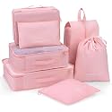 7 pc / 6 pc Travel Oraganizer Packing cubes kit, Sapace Saver Multi use Bag for Men and Women, Clothes packing cubes for travel, Cupboard Oraganizer cubes (7 pc-PINK OXFORD)