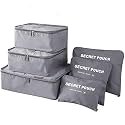 7 pc / 6 pc Travel Oraganizer Packing cubes kit, Sapace Saver Multi use Bag for Men and Women, Clothes packing cubes for travel, Cupboard Oraganizer cubes (6 POUCH-GREY)
