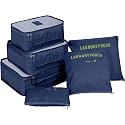 7 pc / 6 pc Travel Oraganizer Packing cubes kit, Sapace Saver Multi use Bag for Men and Women, Clothes packing cubes for travel, Cupboard Oraganizer cubes (6 POUCH-NAVYBLUE)