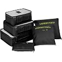 7 pc / 6 pc Travel Oraganizer Packing cubes kit, Sapace Saver Multi use Bag for Men and Women, Clothes packing cubes for travel, Cupboard Oraganizer cubes (6 POUCH-BLACK)