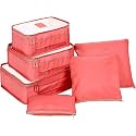 7 pc / 6 pc Travel Oraganizer Packing cubes kit, Sapace Saver Multi use Bag for Men and Women, Clothes packing cubes for travel, Cupboard Oraganizer cubes (6 POUCH-WATER MELON)
