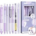 7 PCS Pastel Purple Gel Pen Set,Aesthetic Stationery Kit with 0.5mm Black Ink,Smooth Writing Gel Pens With Mechanical Pencil,Highlighter,Correction Pen&Marker,Cute School Supplies for Students