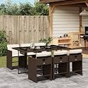 7-Piece Patio Dining Set with 6 Brown