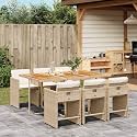 7-Piece Patio Dining Set with 6 Beige