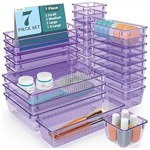homifly 10 pieces unbreakable drawers organisersmultipurpose drawer organizer traystorage box for dressing tablemakeup organiser traystorage bins for bathroomkitchen - purple