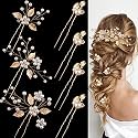 7 Pieces Wedding Hair Pins Gold Leaf Bride Headpiece Pearl Wedding Hair Styling Pins Hair Accessories Flower Hair Accessories for Brides Bridesmaids Girls