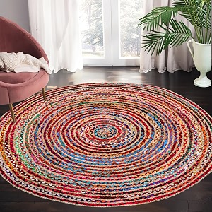 7 Round Hand Woven Jute Chindi Area