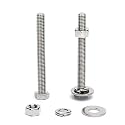 (7 Sets) 3/8-16 x 3 Hex Head Screw Bolt, Nuts, Flat Washer &amp; Spring Lock Washers, 18-8 (304) Stainless Steel, Fully Threaded, by Skvltvfyt