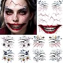 7 Sheets Bloody Blood Vessel Face Tattoos For Halloween Temporary Tattoos Eyeliner Eyelid Eye Shadow Sticker, Realistic Scary Spiderweb Fake Tattoos Face Eye Makeup Halloween Vampire Zombie Costume