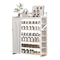 7-Tier Folding Shoe Rack - Wooden Tall Shoes Holder for Corner, Shoe Storage Organiser Cabinet for Hallway, Vertical Shoe Shelf Stand,White-50 * 23.8 * 105cm
