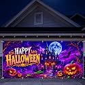 7 x 16 ft Blacklight Haunted Castle Halloween Garage Door Decorations Halloween decorations Door Cover, Hanging Banner for Home,Outdoor, Indoor,Spooky Party,Wall,Window