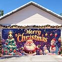 7 x 16 ft Christmas Garage Door Decorations Merry Christmas decorations Xmas Garage Door Cover, Happy New Year Hanging Banner for Home,Outdoor,Indoor,Party