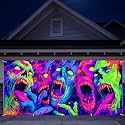7 x 16 ft Halloween Garage Door Decorations Halloween decorations Witch Door Cover, Hanging Banner, Cauldron Backdrop Mural for Home, Outdoor, Indoor, Spooky Party, Wall, Window (Graffiti, 7 x 16 ft)
