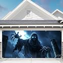 7 x 16 ft Halloween Garage Door Decorations Halloween decorations Witch Door Cover, Hanging Banner, Cauldron Backdrop Mural for Home, Outdoor, Indoor, Spooky Party, Wall, Window (Reaper, 7 x 16 ft)