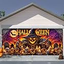 7 x 16 ft Harvest Scarecrow Halloween Garage Door Decorations Halloween decorations Witch Door Cover, Hanging Banner, Cauldron Backdrop Mural for Home