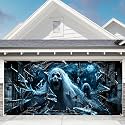 7 x 16 ft Ice Zombie Halloween Garage Door Decorations Halloween decorations Door Cover, Hanging Banner for Home, Outdoor, Indoor, Spooky Party,Wall, Window