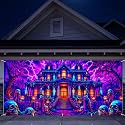 7 x 16 ft Mystic Manor Halloween Garage Door Decorations Halloween decorations Witch Door Cover, Hanging Banner Backdrop Mural for Home, Outdoor, Indoor, Spooky Party, Wall, Window